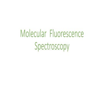 Molecular  fluorescence spectroscophy