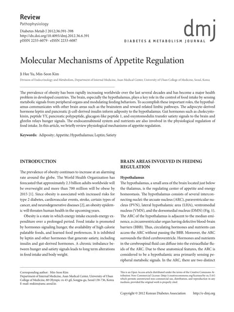Control of food intake and appetite | PDF | Endocrine and Metabolic ...