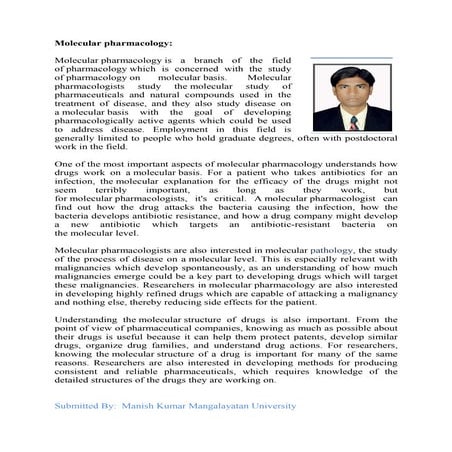 Molecular pharmacology