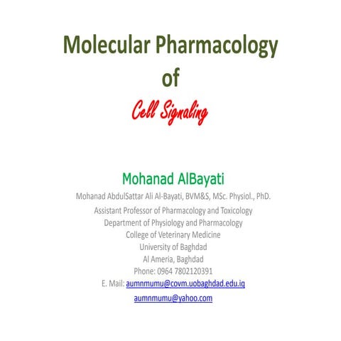 Molecular pharmacology of cell signling