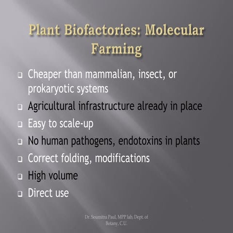 Molecular Farming and biopharamaceutials