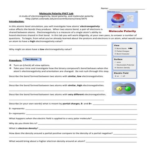 Molecular polarity phet lab