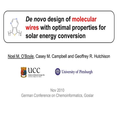 De novo design of molecular wires with optimal properties for solar energy co...