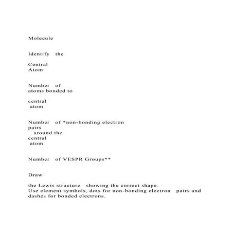 MoleculeIdentify   theCentral AtomNumber   of .docx