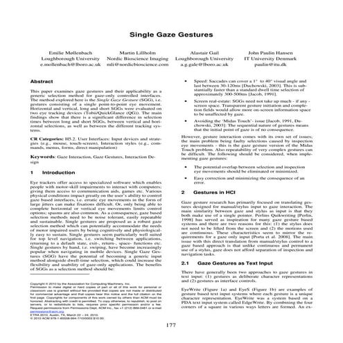 Mollenbach Single Gaze Gestures