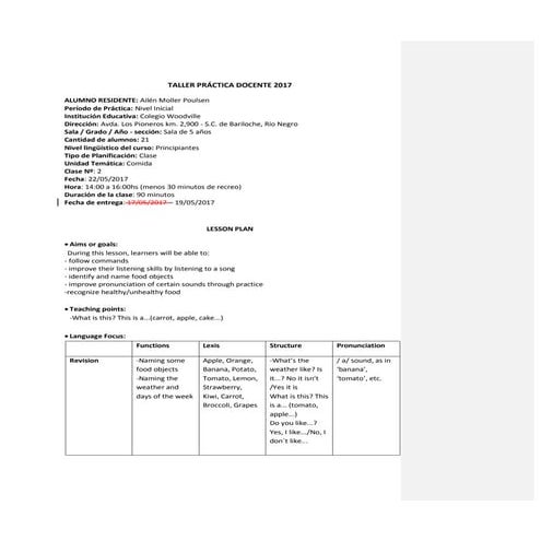 Moller Poulsen - Kindergarten Lesson Plan 2