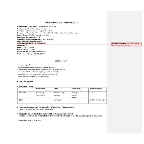 Moller Poulsen - Secundaria Lesson Plan 1 