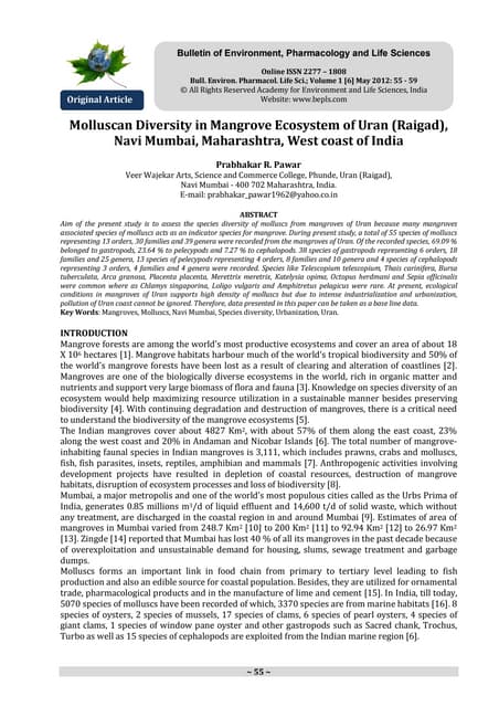 Molluscan diversity in mangroves of uran
