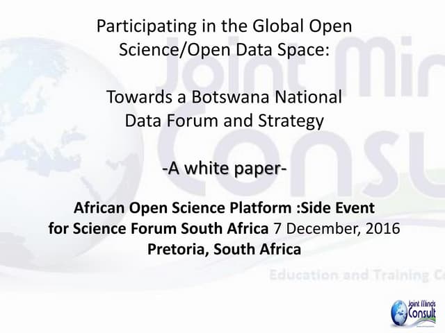 White paper for an Open Research Data Strategy in Botswana