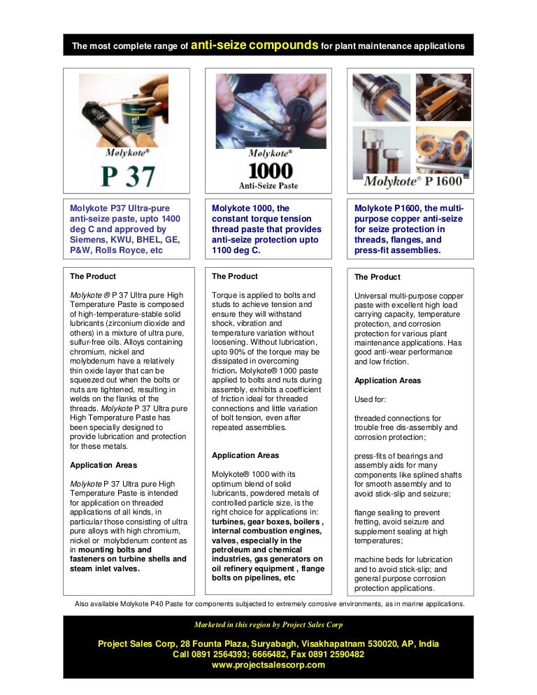 Molykote Anti Seize Compounds