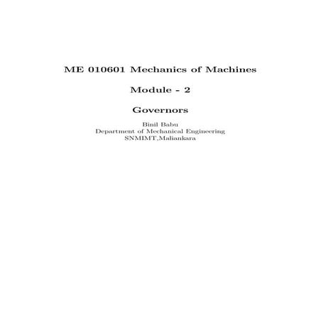 Mechanics of Machines (Governors)