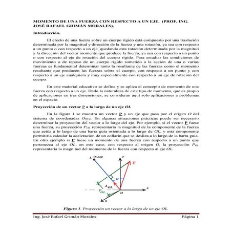 Momento de una fuerza con respecto a un eje