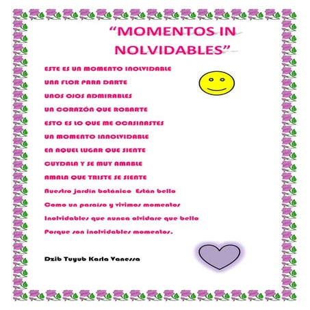 POEMA MOMENTO INOLVIDABLE. PROYECTO MAESTRA MARÍA VARGAS | PDF