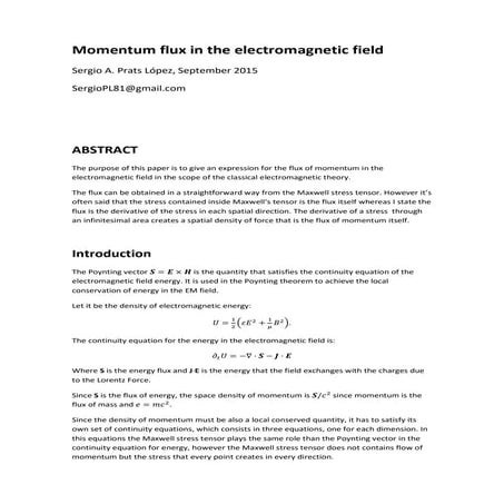 Momentum flux in the electromagnetic field