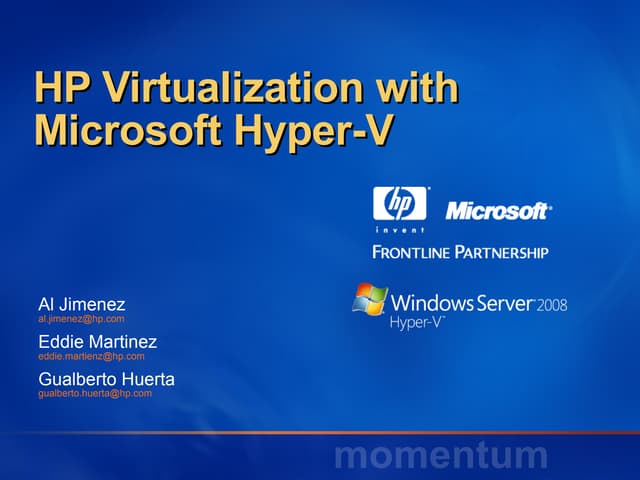 Momentum Webcast HP Virtualization