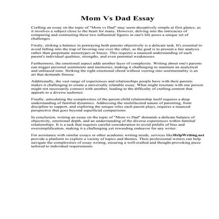 Mom Vs Dad Essay. Essay about my mother and father - nursingdissertation.x.fc2.com