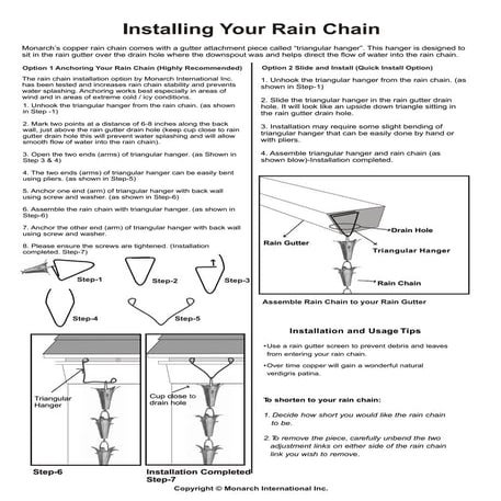 Monarch rain chains copper lilly-rain-chain-installation-instructions | PDF