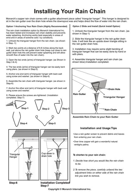 Rain chain:Copper Bamboo Rain Chain Installation Instructions | PDF