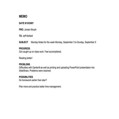 Monday Note 9/10/2007