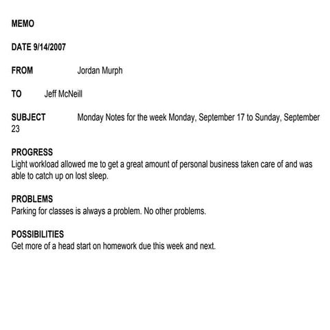 Monday Notes 9/23/2007