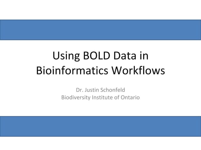 Dr Justin Schonfeld - Bioinformatics Applications