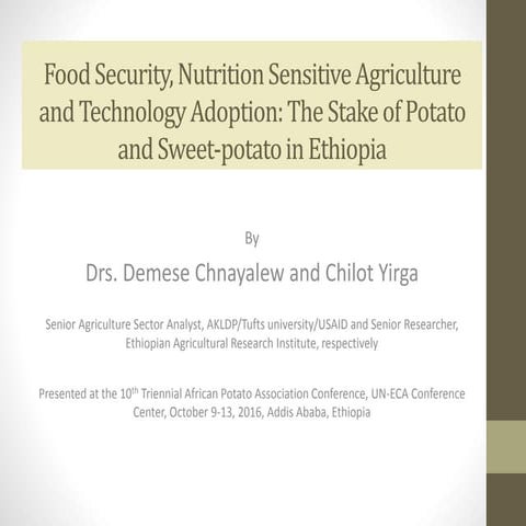 Food security, nutrition-sensitive agriculture, and technology adoption: the ...