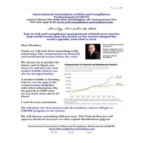 Monday November 19 2012 - Top 10 Risk Management News