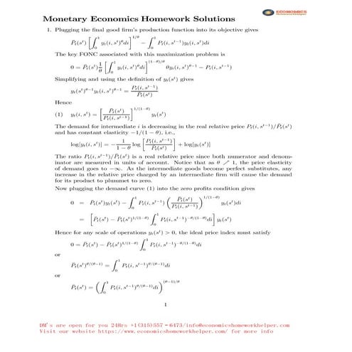 Monetary Homework Solution