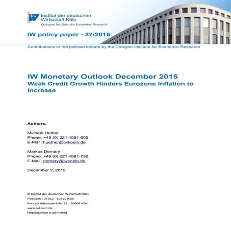 Monetary Outlook December 2015 