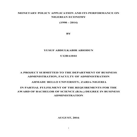Monetary policy and economic growth of nigeria | PDF
