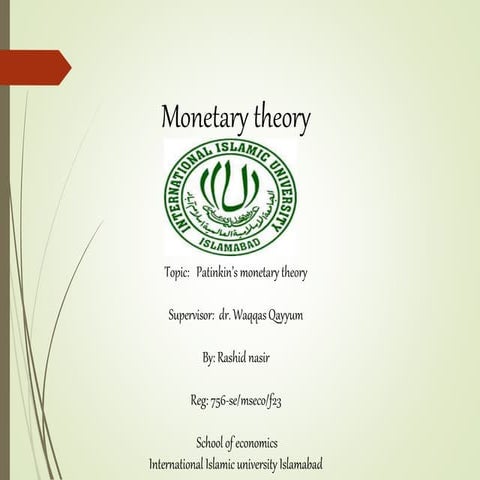 Patinkin Money theory