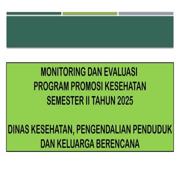 Monitoring and Evaluation of Health Promotion Programs in 2025 by Dinas ...