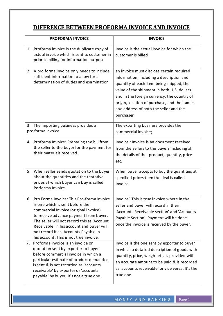 diffrence between proforma invoice and invoice what is a proforma