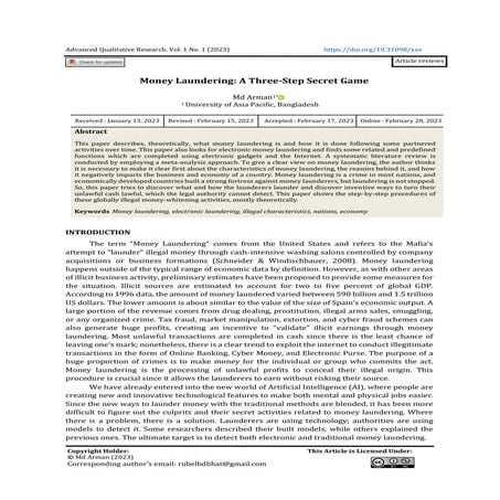 Money Laundering: A Three-Step Secret Game