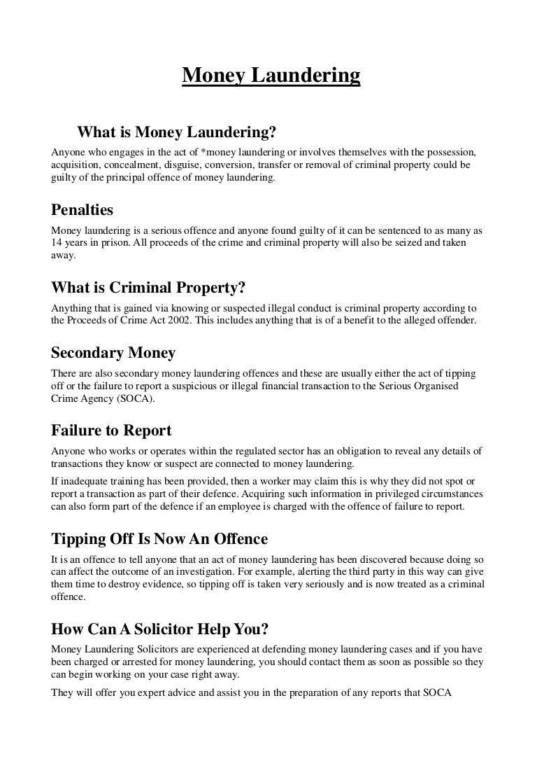 Money laundering Money laundering