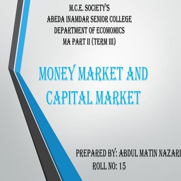 Money market and capital market | PDF