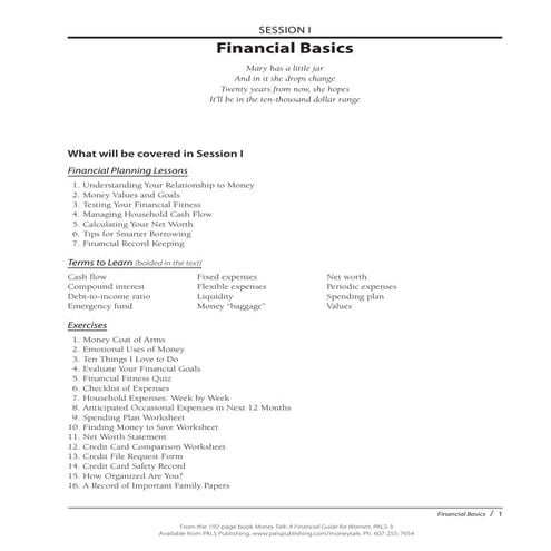 Money Talk Book- Chapter 1