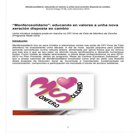Monferosolidario artículo revista eduga nº 68