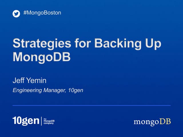 Strategies for Backing Up MongoDB