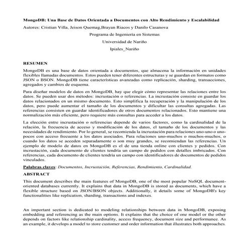 Investigación de sobre los conceptos que se deben de tratar en Mongo DB