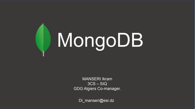 NoSQL with MongoDB