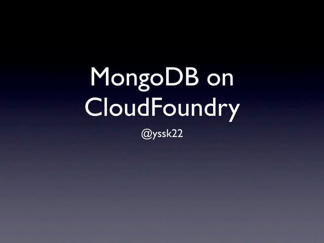 MongoDB on CloudFoundry