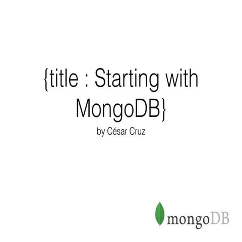 Starting with MongoDB | PPT