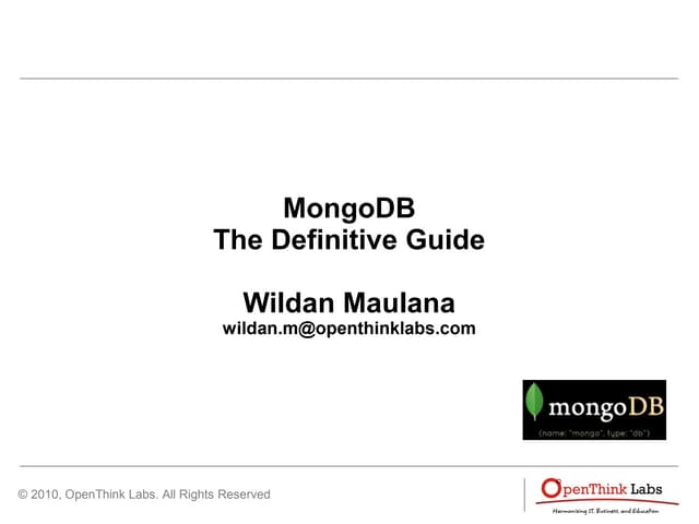MongoDB : The Definitive Guide