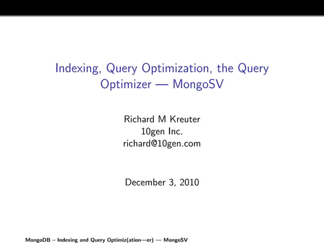Indexing and Query Optimizer