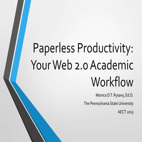 Monica Rysavy's AECT 2013 Presentation: Paperless Productivity: Your Web 2.0 Academic Workflow