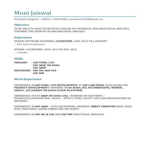 Moni jaiswal resume