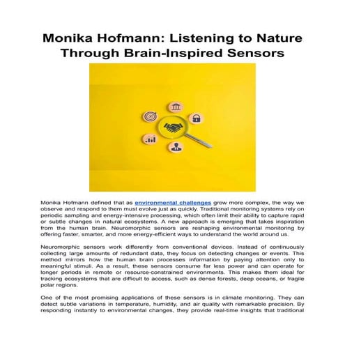 Monika Hofmann_ Listening to Nature Through Brain-Inspired Sensors | PDF