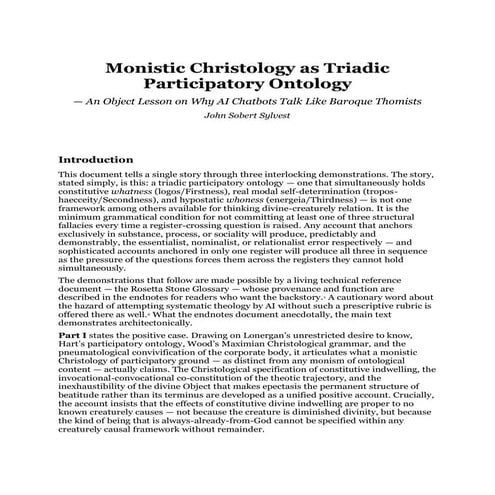 Monistic Christology as Triadic Participatory Ontology: AI, Theology ...