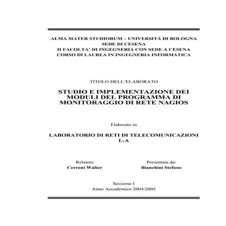Monitoraggio di rete con nagios